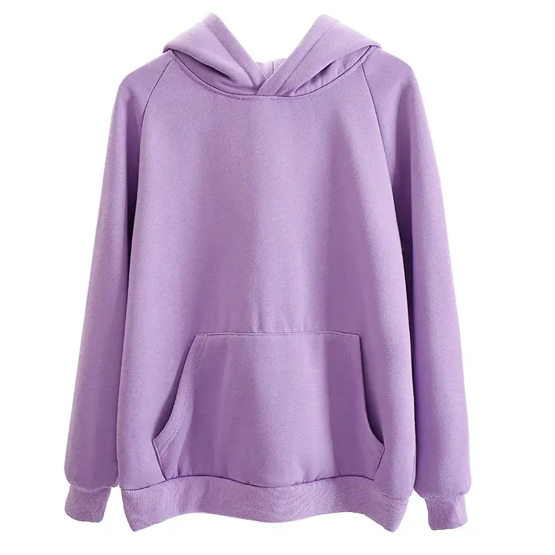 Women's Lavender Velvet Hoodie with Front Pocket - Image 9