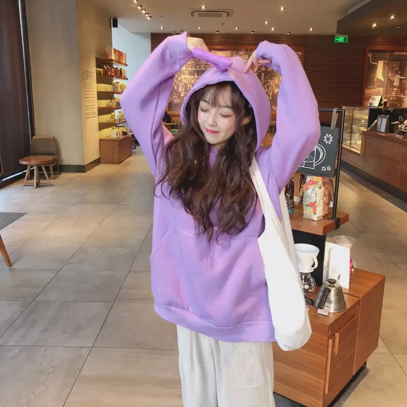 Women's Lavender Velvet Hoodie with Front Pocket — feature 5