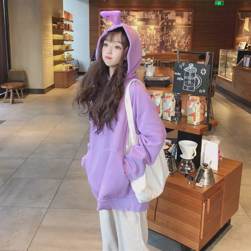 Women's Lavender Velvet Hoodie with Front Pocket — feature 8