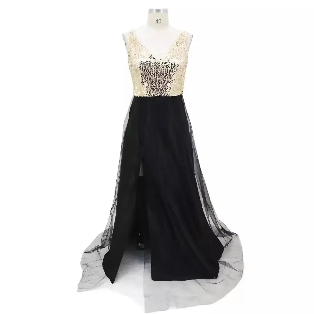Explosion Sequined Sleeveless Dress Black Long - Image 8