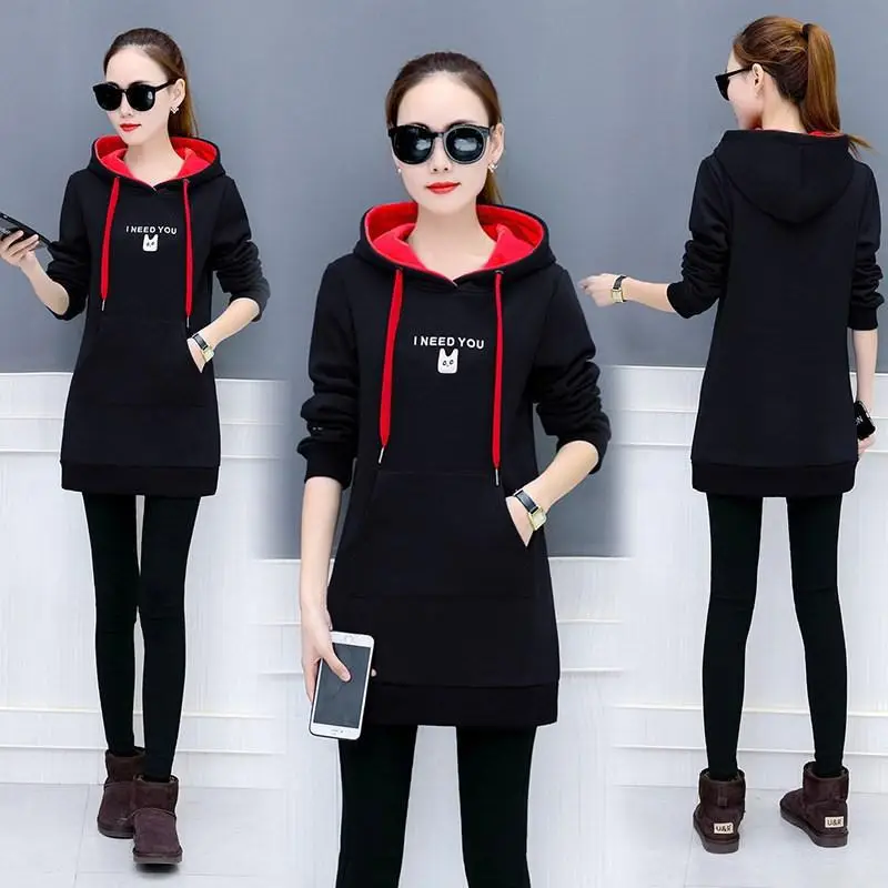 Red Hooded Fleece Pullover for Women Winter Hooded Top - Image 2
