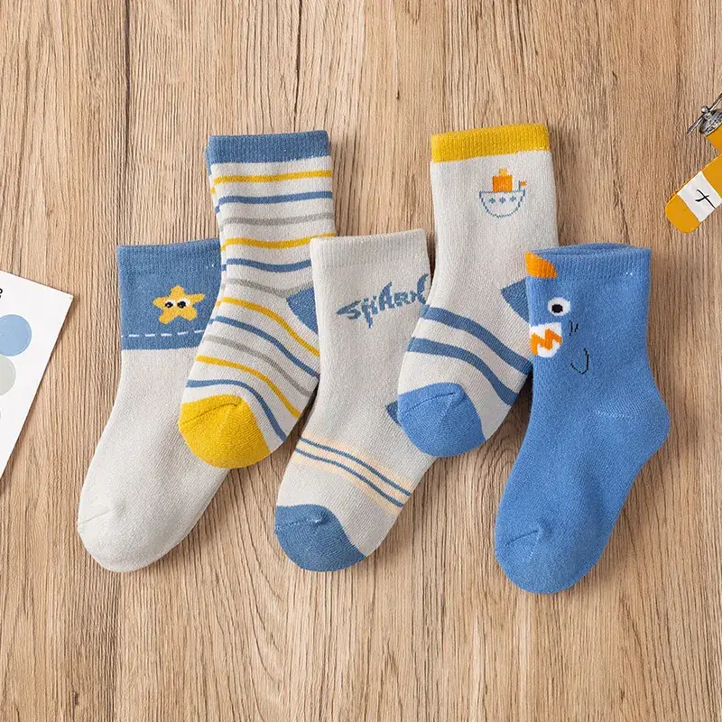 5 Pairs Winter Cartoon Terry Socks for Kids 1-12 Years