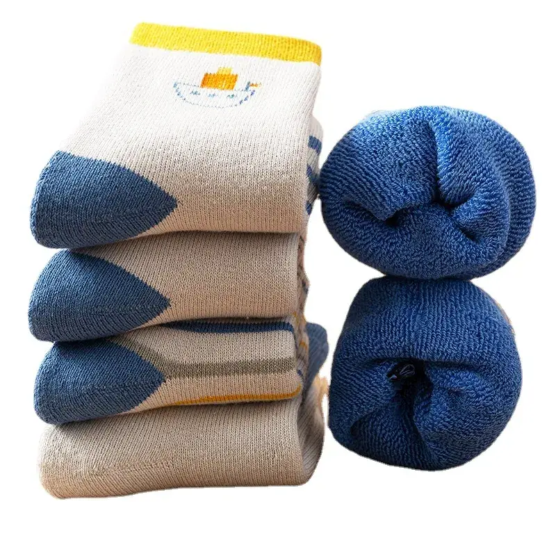 5 Pairs Winter Cartoon Terry Socks for Kids 1-12 Years