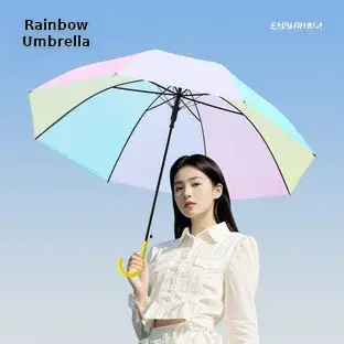 Automatic Transparent Umbrella Small Fresh Folding Three-fold Edge Color Handle — feature 5