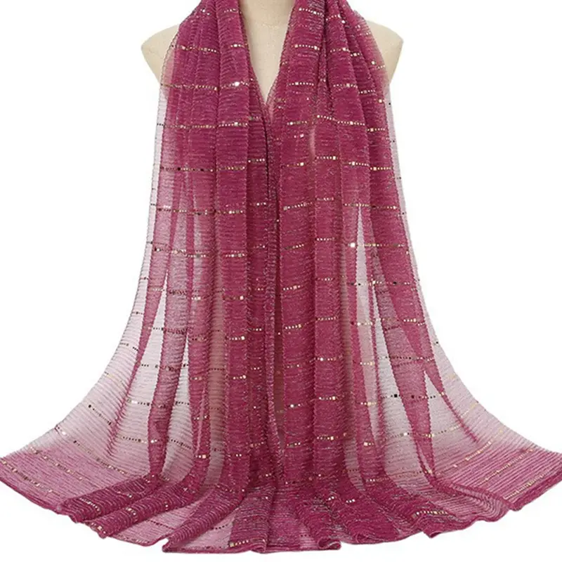 Golden Sequin Lace Silk Scarf for Women - Image 13
