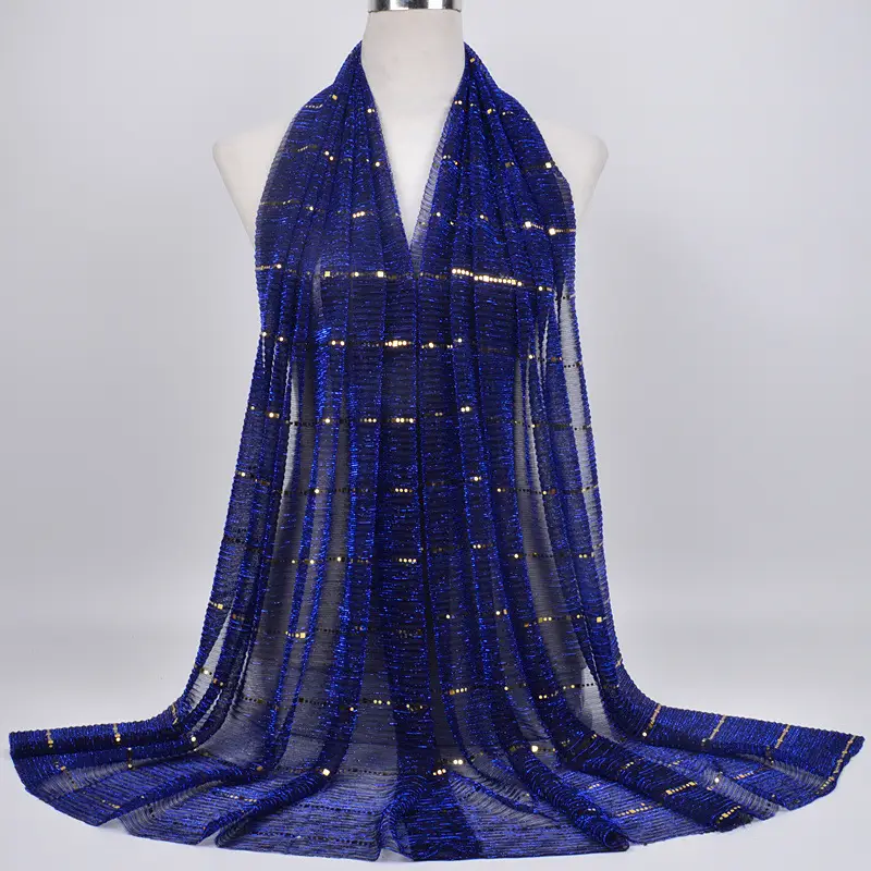 Golden Sequin Lace Silk Scarf for Women - Image 2