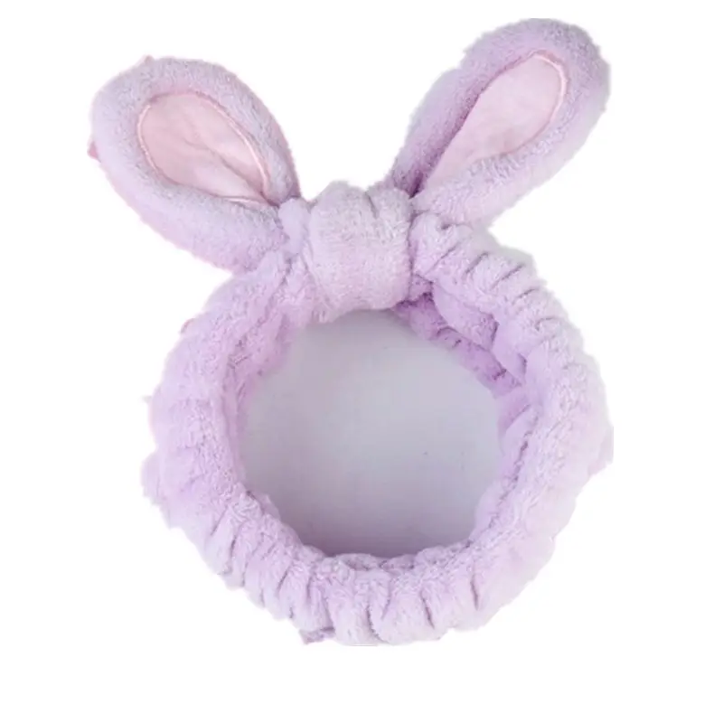 Plush Rabbit Ears Hair Bands for Women Pink Grey