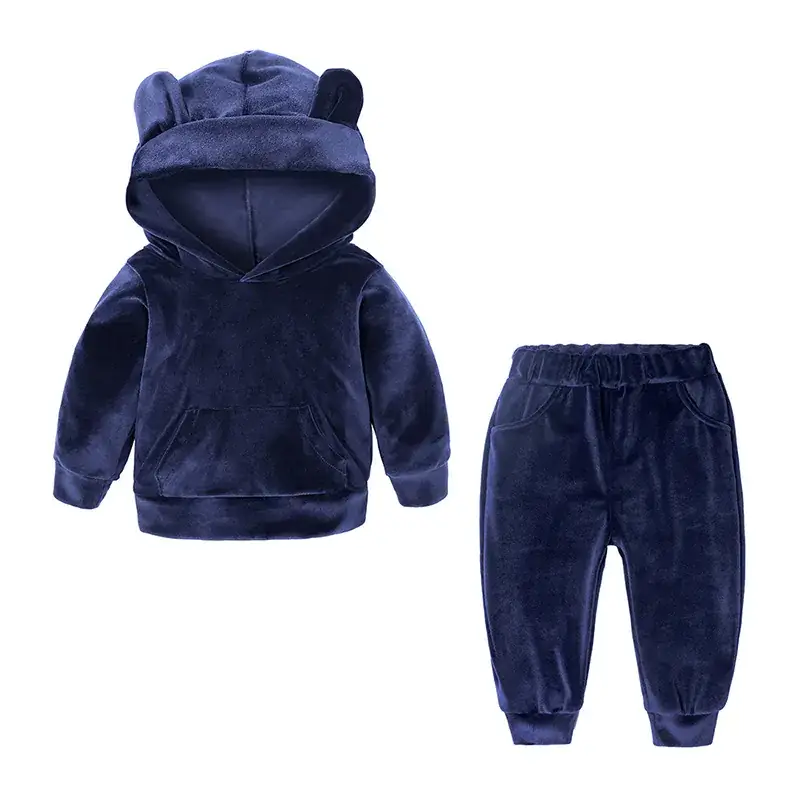 2025 Kids Velvet Hoodie Pants Set Black Korean Style - Image 23