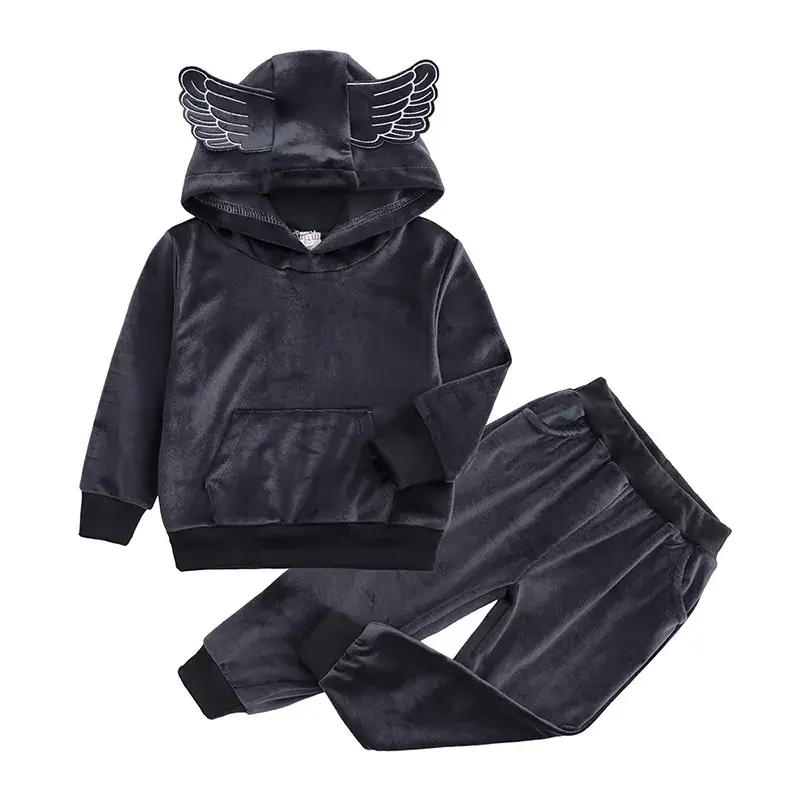 2025 Kids Velvet Hoodie Pants Set Black Korean Style - Image 17