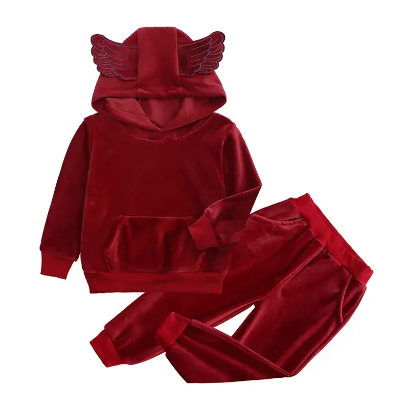 2025 Kids Velvet Hoodie Pants Set Black Korean Style - Image 18
