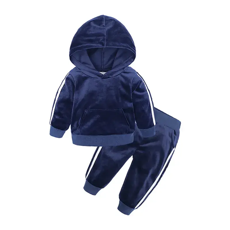2025 Kids Velvet Hoodie Pants Set Black Korean Style - Image 6