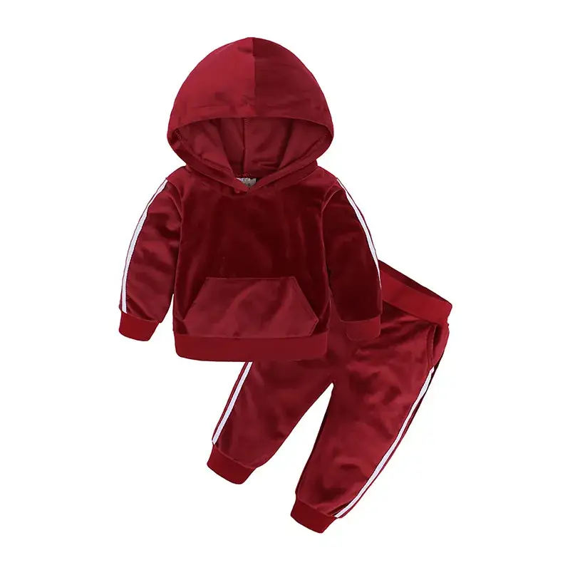 2025 Kids Velvet Hoodie Pants Set Black Korean Style - Image 8