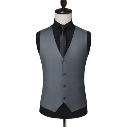 Men's K-Style Slim Vest Navy Blue Button Front