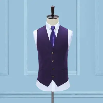 Men's K-Style Slim Vest Navy Blue Button Front