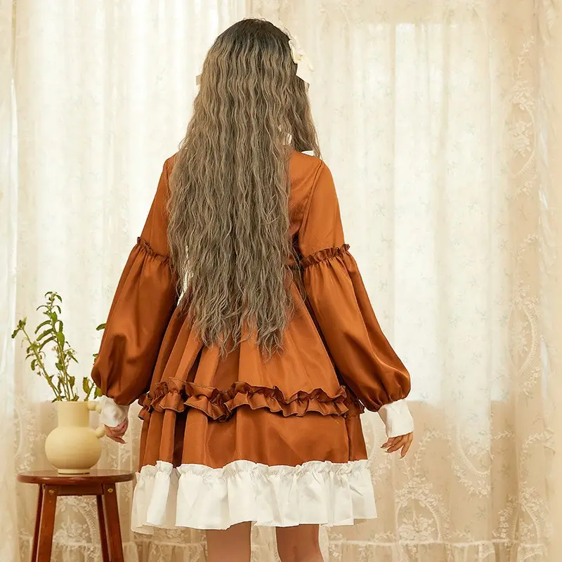 New Year's Lolita Dress Blue Pink Long Sleeve Maid Outfit - Image 20