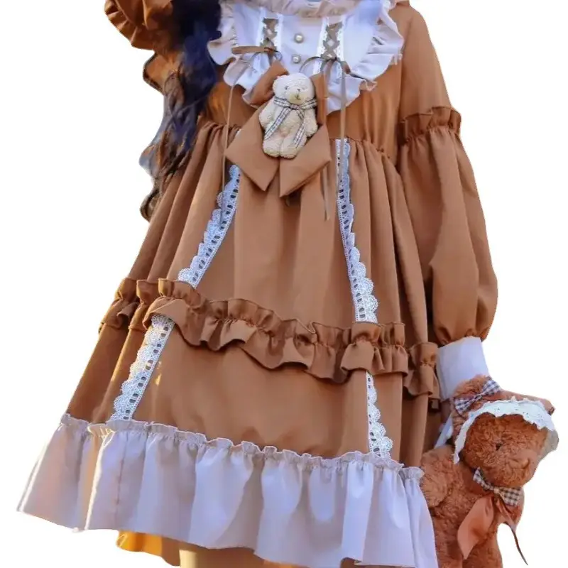 New Year's Lolita Dress Blue Pink Long Sleeve Maid Outfit - Image 21