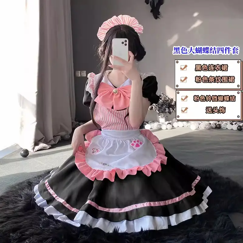 New Year's Lolita Dress Blue Pink Long Sleeve Maid Outfit - Image 14