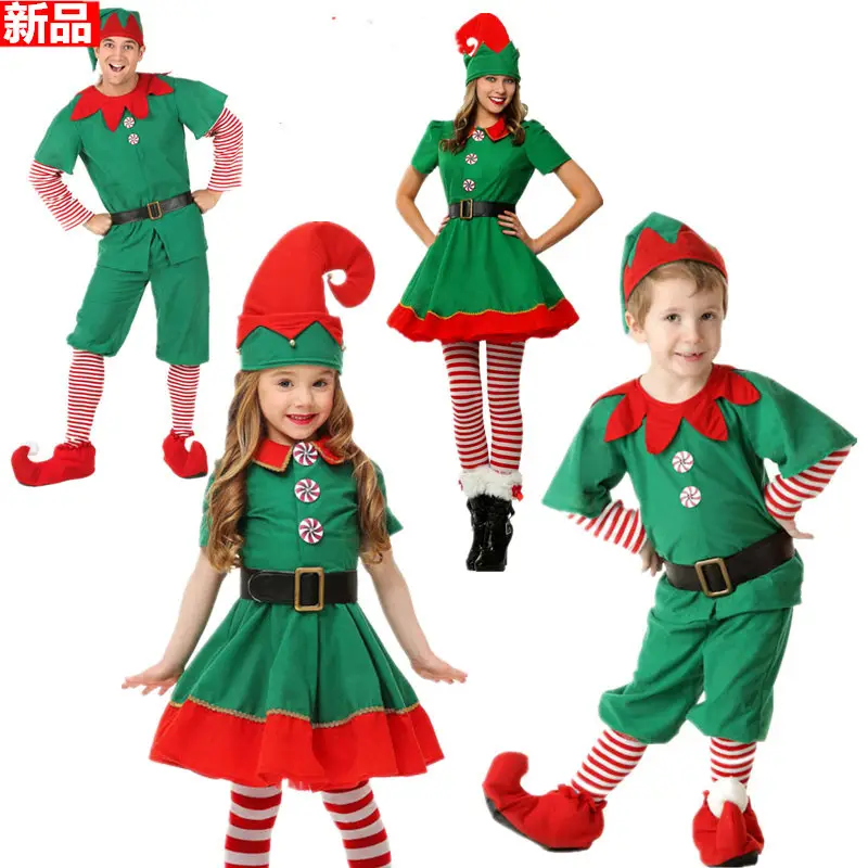 Halloween Elf Costume for Kids Boys Girls Green Red
