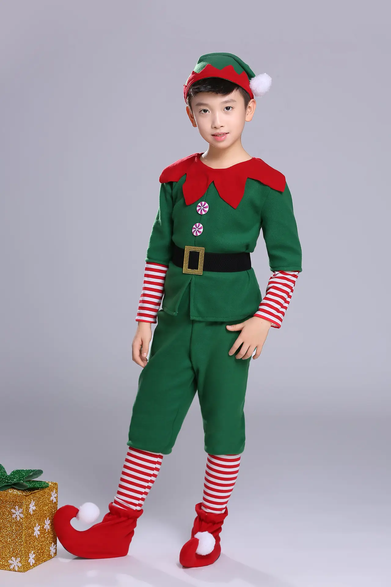 Halloween Elf Costume for Kids Boys Girls Green Red