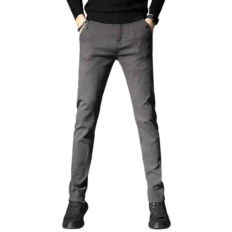 Men's Black Elastic Slim Fit Pants Autumn Casual Wear - Image 6