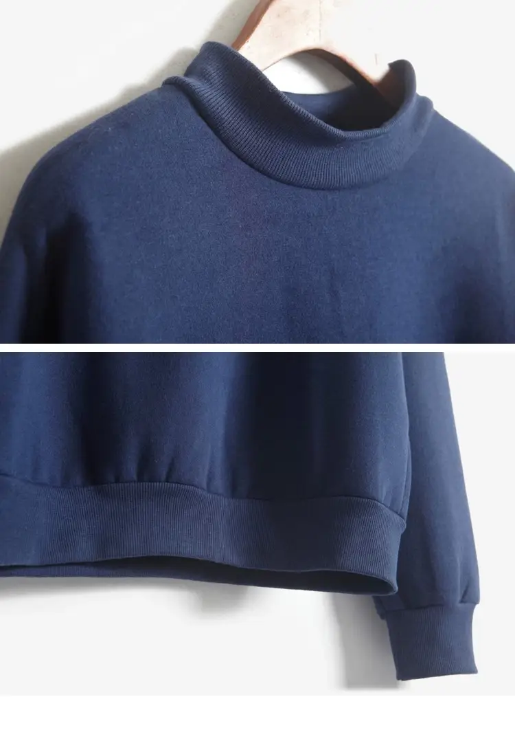 Black Velvet Sweatshirt Women Winter Student Jacket Small Turtleneck — feature 54