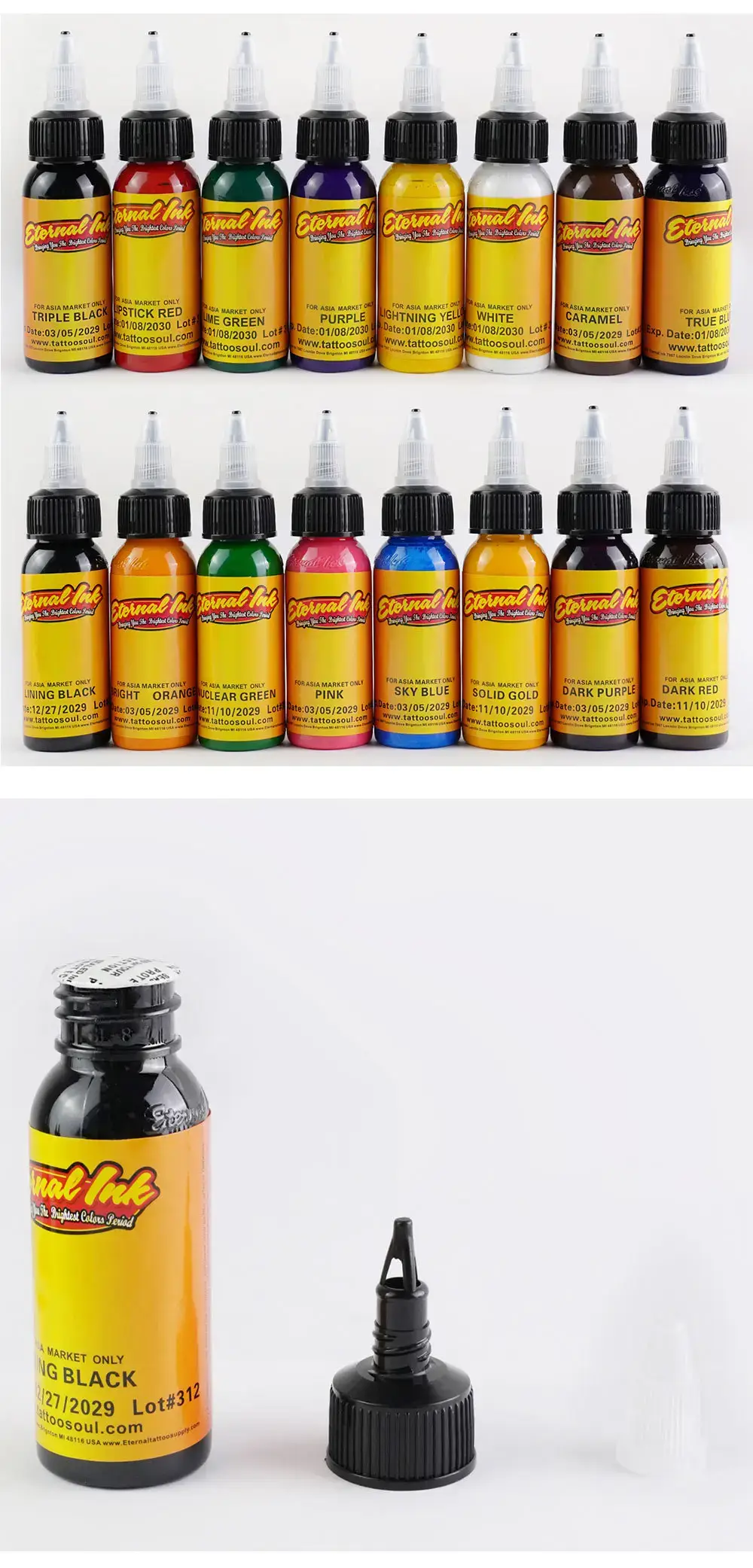 30ml Tattoo Pigment 16 Color Suit Practice Set — feature 5