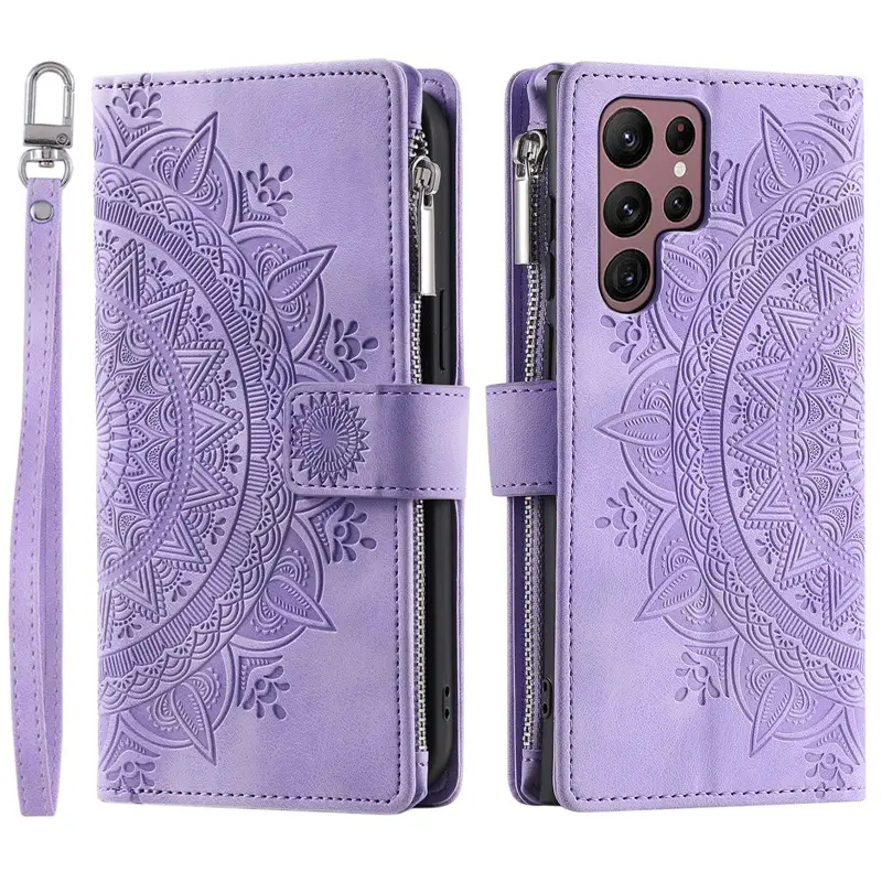 Purple Sunflower Leather Phone Case for Samsung S25 Ultra - Image 5