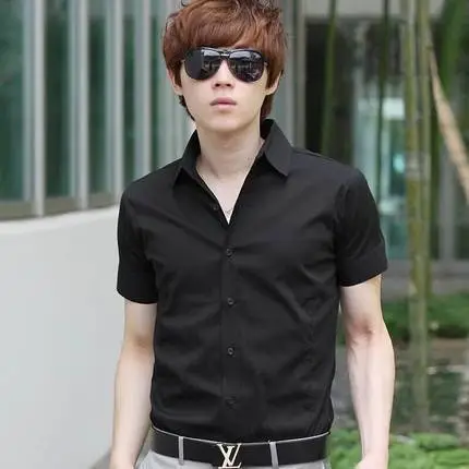 2018 Men Cotton Slim White Shirt No Iron Korean Style - Image 23