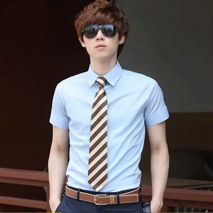 2018 Men Cotton Slim White Shirt No Iron Korean Style - Image 24