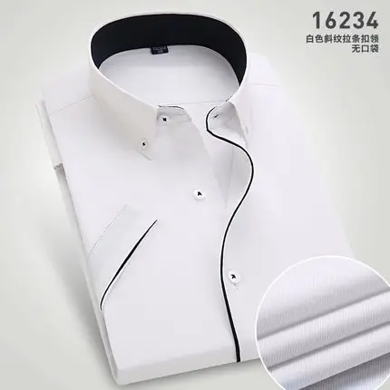 2018 Men Cotton Slim White Shirt No Iron Korean Style - Image 7