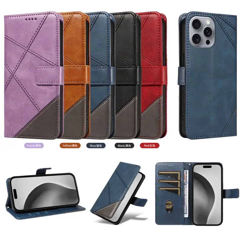 Blue Quilted Leather Mobile Phone Case for iPhone 17 - Image 7