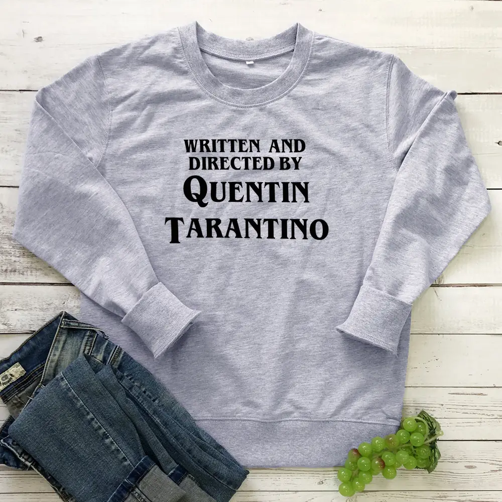 Quentin Tarantino Printed Sweatshirt Grey Long Sleeve - Image 2