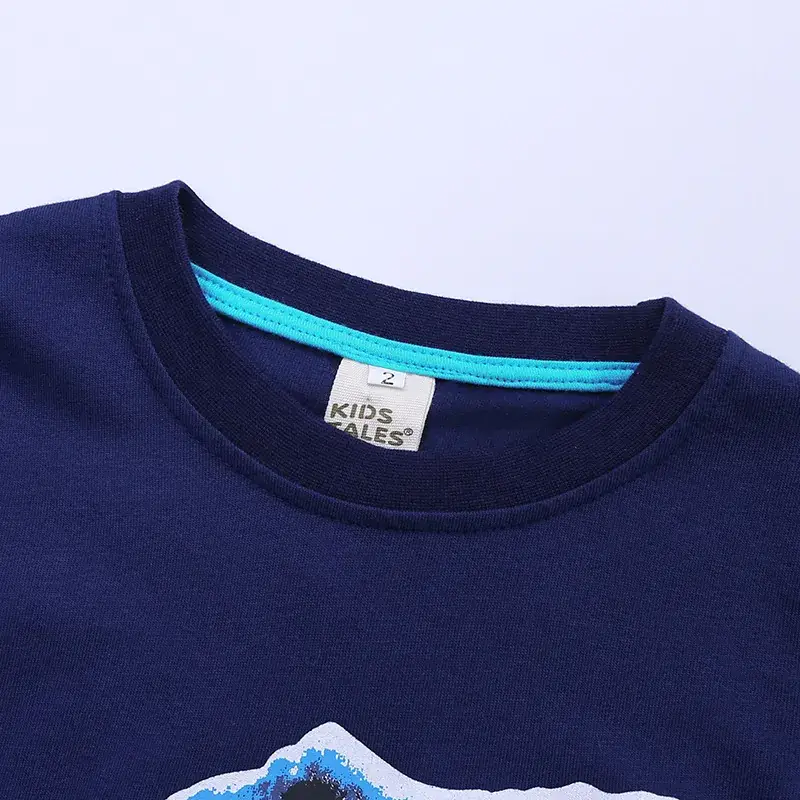 2025 Kids Dinosaur Cotton T-Shirt Navy Blue - Image 4
