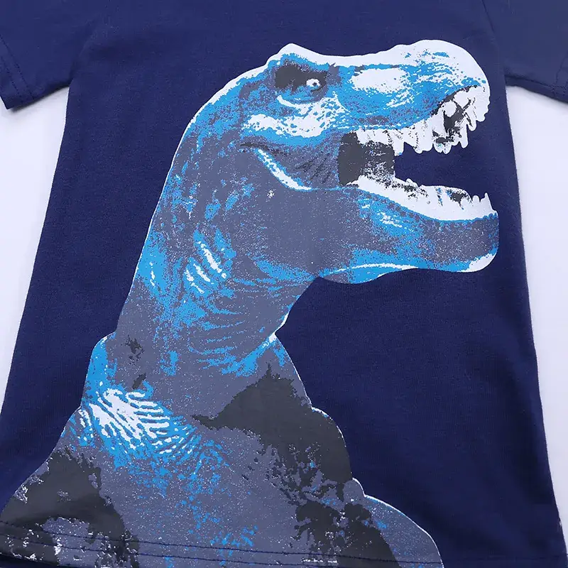 2025 Kids Dinosaur Cotton T-Shirt Navy Blue - Image 5