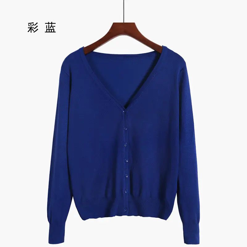 Women V-Neck Loose Sweater Coat Sun Protection Plus Size - Image 15