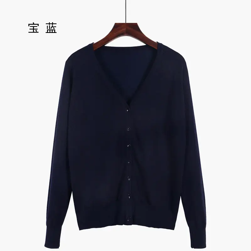 Women V-Neck Loose Sweater Coat Sun Protection Plus Size - Image 16