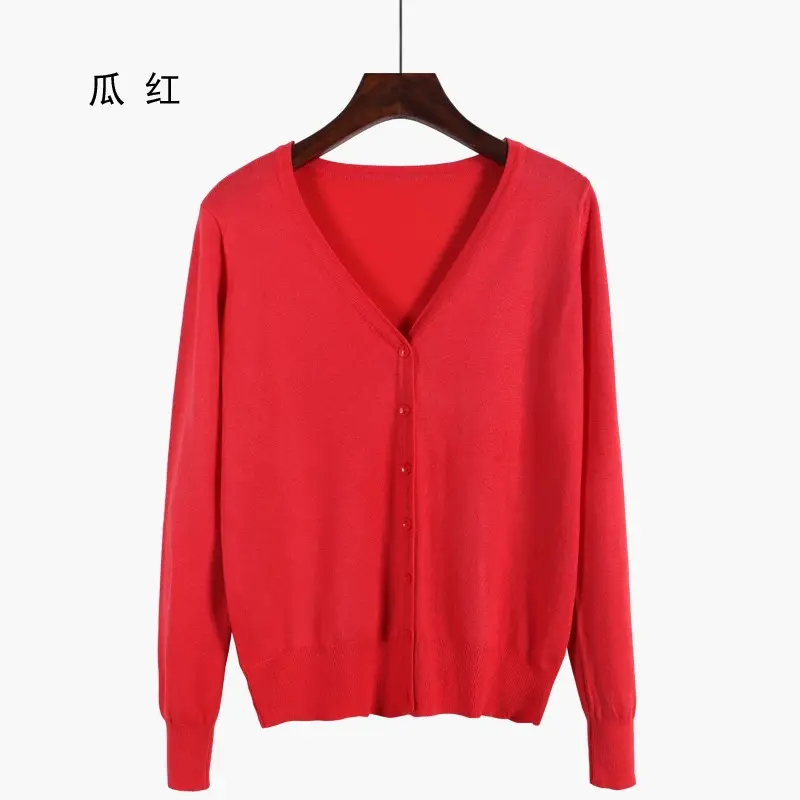 Women V-Neck Loose Sweater Coat Sun Protection Plus Size - Image 17