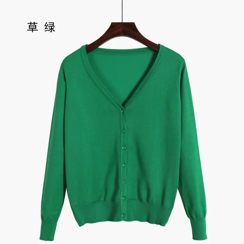 Women V-Neck Loose Sweater Coat Sun Protection Plus Size - Image 18