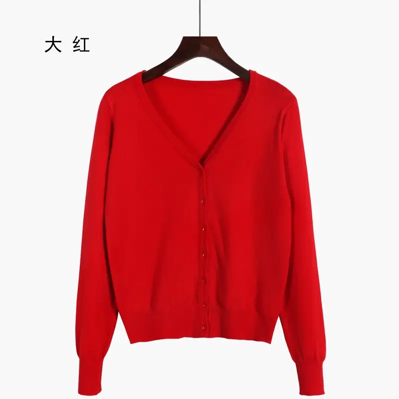 Women V-Neck Loose Sweater Coat Sun Protection Plus Size - Image 3