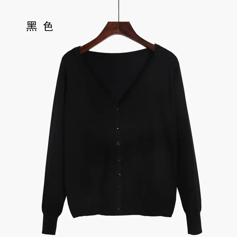 Women V-Neck Loose Sweater Coat Sun Protection Plus Size - Image 5