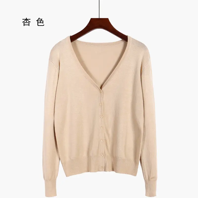 Women V-Neck Loose Sweater Coat Sun Protection Plus Size - Image 6