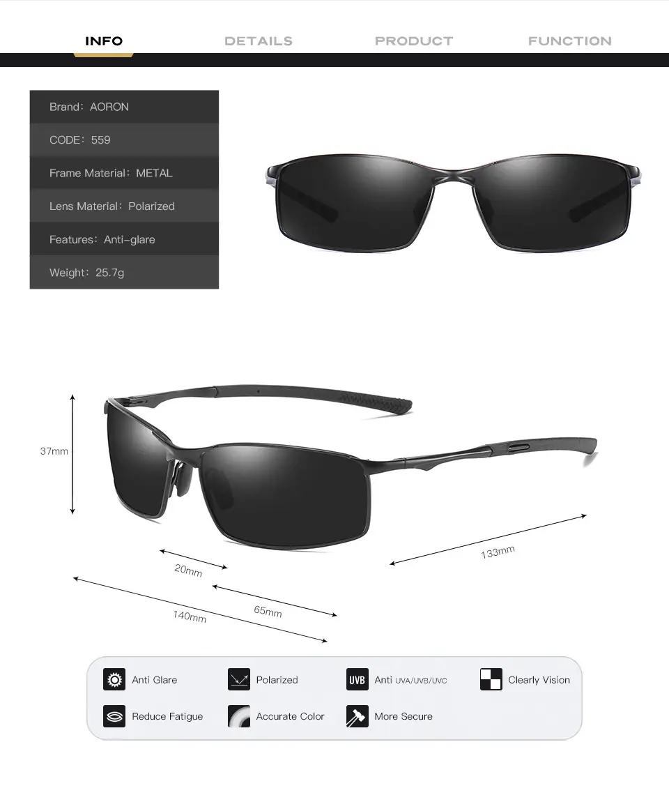 Men Polarized Sunglasses Yellow Night Vision Mirror — feature 12