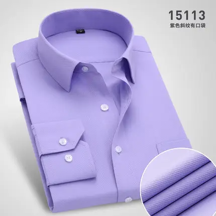 Men Cotton Slim Fit Long Sleeve Shirt Light Blue - Image 15