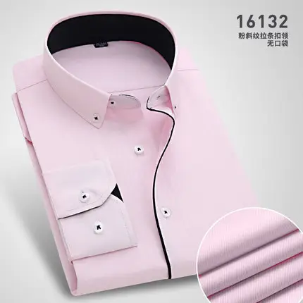 Men Cotton Slim Fit Long Sleeve Shirt Light Blue - Image 18