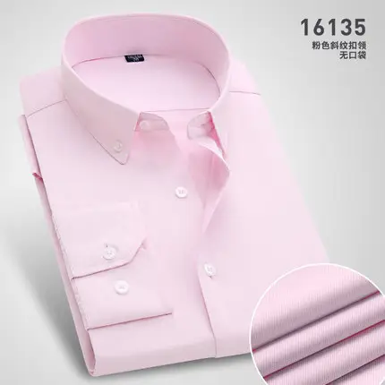 Men Cotton Slim Fit Long Sleeve Shirt Light Blue - Image 20