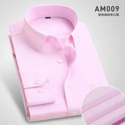 Men Cotton Slim Fit Long Sleeve Shirt Light Blue - Image 7