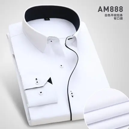 Men Cotton Slim Fit Long Sleeve Shirt Light Blue - Image 9
