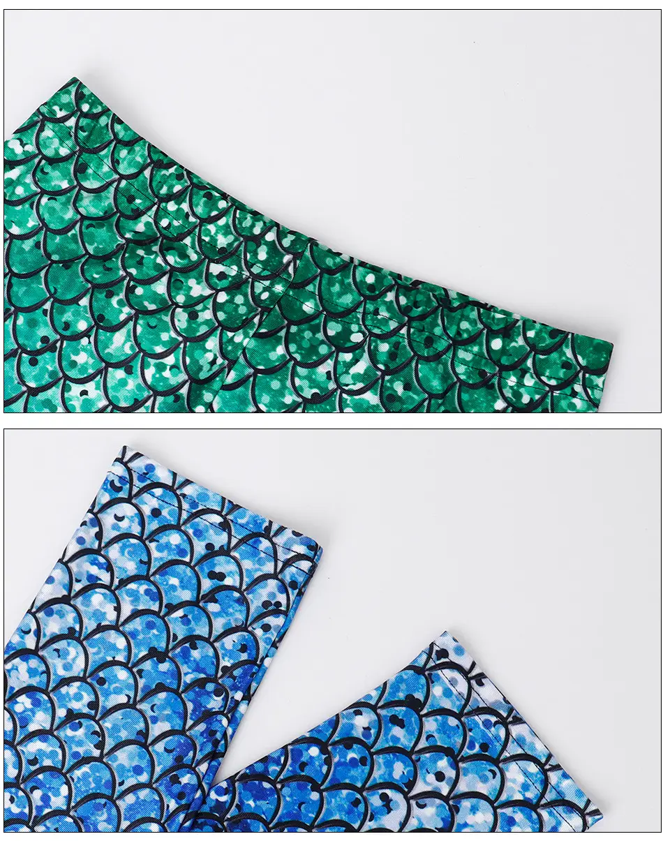 3D Mermaid Leggings Green Blue Printed Stretch Women — feature 12