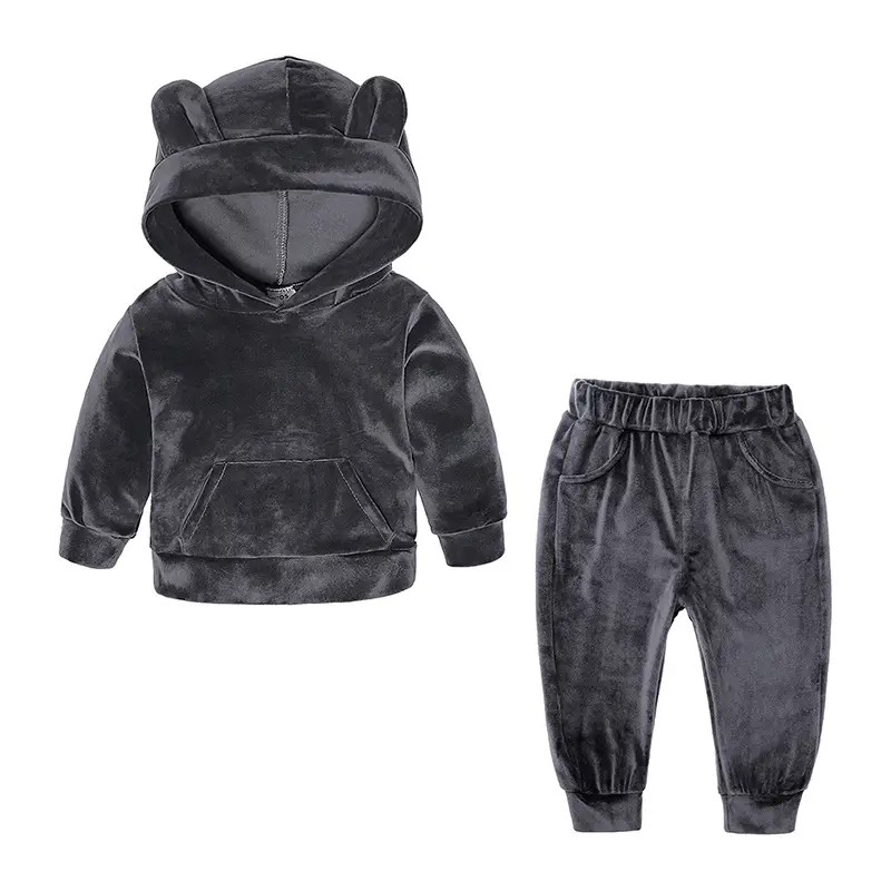 Blue Hooded Sweatshirt Set for Boys Autumn Wear