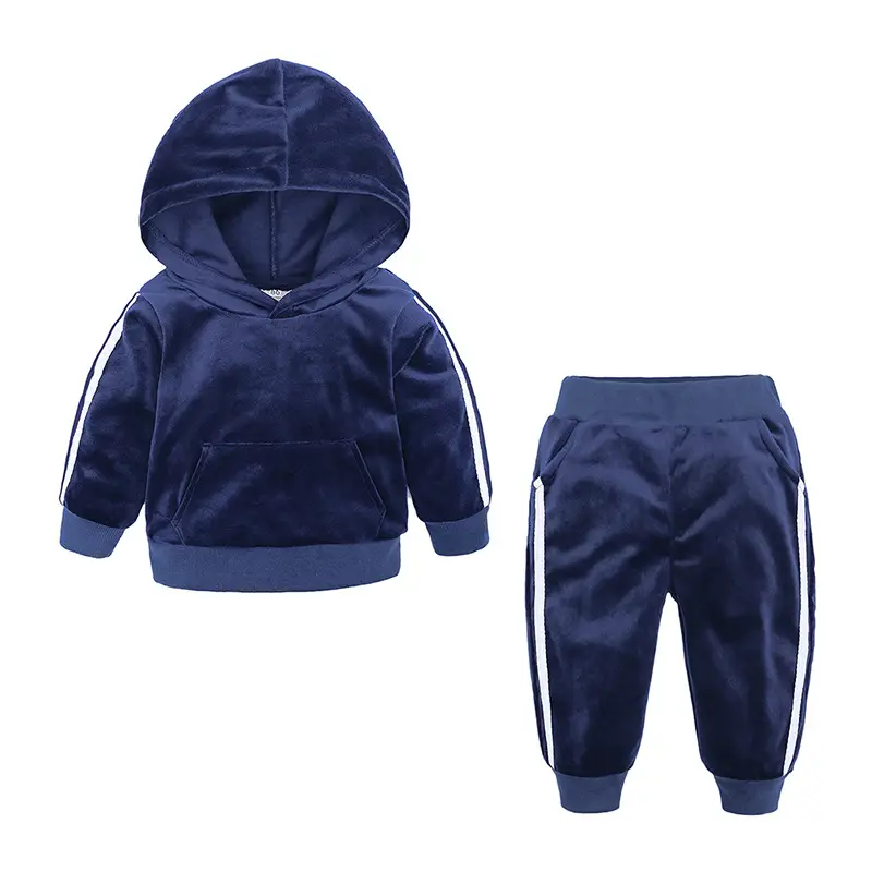 Blue Hooded Sweatshirt Set for Boys Autumn Wear